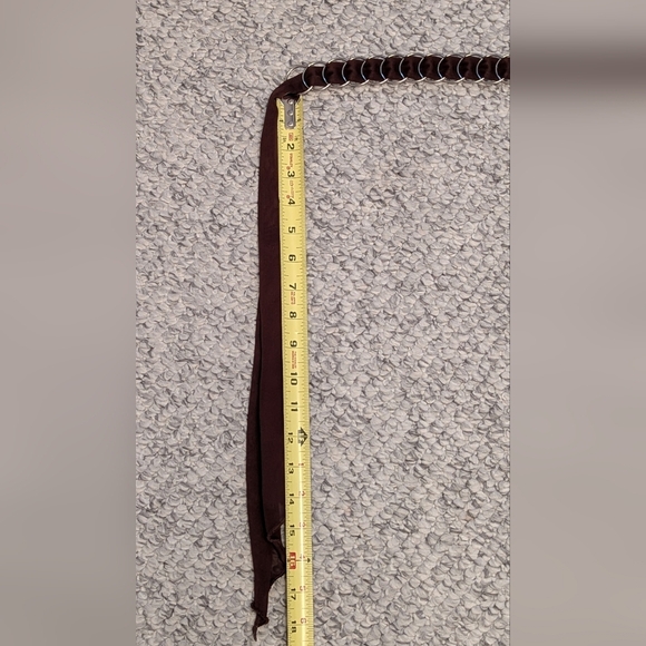 Women's Brown Sheer Fabric Chain/Ring-Linked Belt - Picture 11 of 13